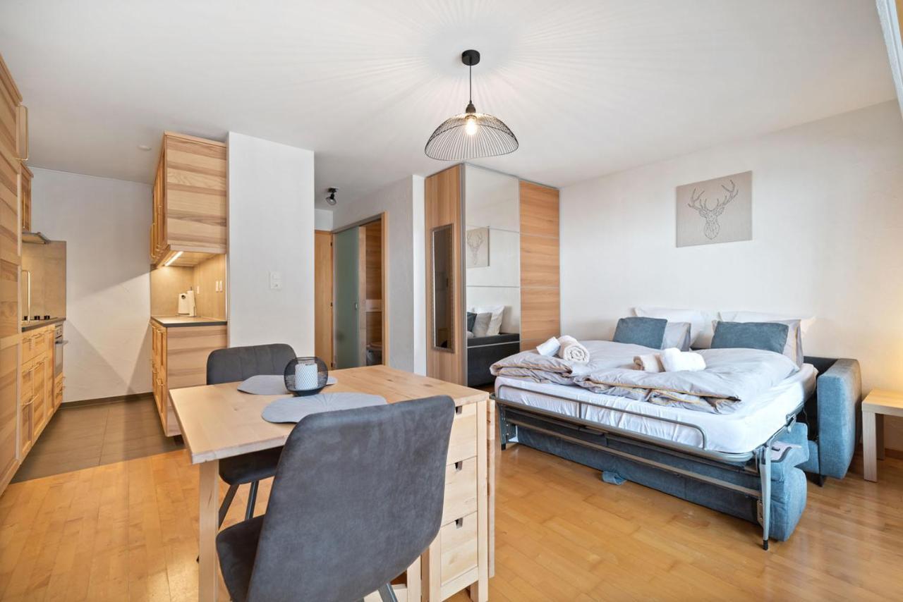 Charmant studio rénové situé dans les bains d'Ovronnaz, immeuble les Sources Esterno foto